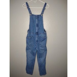 Madewell Bib Overalls Blue Jean Denim Women's 32 x 25 Front Zip Medium Wash
